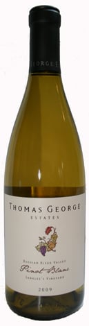 A bottle of Thomas George Estates 2009 Pinot Blanc Saralee's Vineyard, our wine of the week