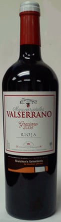A bottle of Valserrano 2006 Graciano, our wine of the week