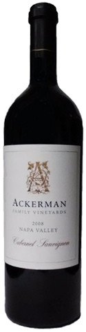 A bottle of Ackerman Family Vineyards 2008 Napa Valley Cabernet Sauvignon , our wine of the week