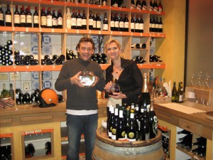 Gilles Epie and Sophie Gayot in the wine cellar