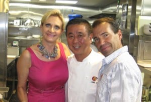 Master chef Nobu Matsuhisa; Richie Notar, Managing Partner of Nobu with Sophie Gayot