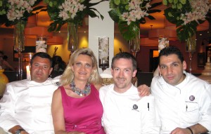 Chefs Laurent Tourondel, Brian Moyers, Christophe Bellanca with Sophie Gayot