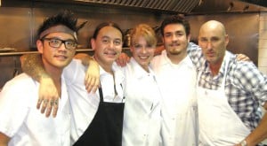 Chef/owner Marc Gold (right) of Eva Restaurant and his kitchen team