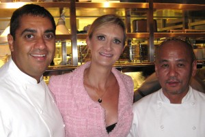 Chefs Michael Mina and Katsuya Uechi with Sophie Gayot