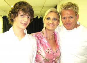 Chef Gordon Ramsay with Sophie Gayot and Alexandre, her son