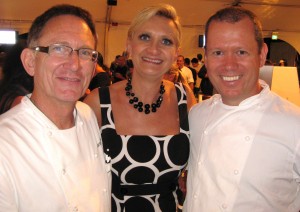Chef Walter Manzke with Sophie Gayot and chef Mark Peel (left)