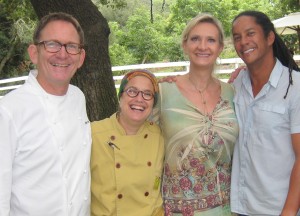 Chefs Mark Peel, Susan Feniger and Govind Armstrong with Sophie Gayot