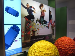 A colorful display in the new Sony store at the Westfield Century City mall