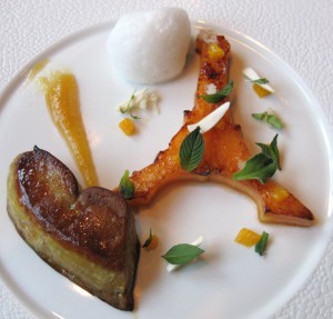 Seared foie gras at L'Abeille restaurant at Shangri-La Hotel Paris