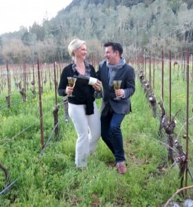 Radio Host Joel Riddell at the Spring Mountain Vineyard with Sophie Gayot
