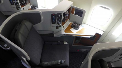 A Business Class seat on American Airlines' new Boeing 777-300ER
