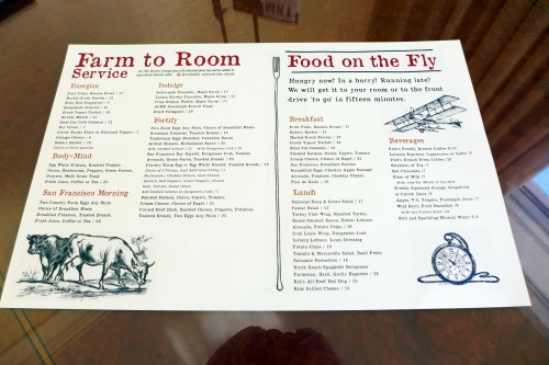 The "Farm to Room" menu at Four Seasons Hotel San Francisco