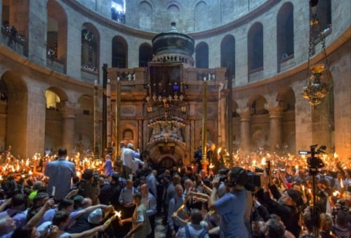 Prayers in the Holy Fire Ceremony at the Holy Sepulcher Church