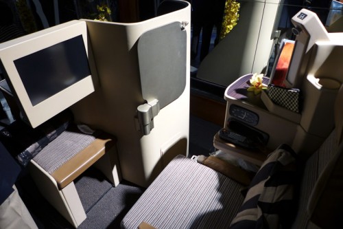 A business class seat on Etihad Airways