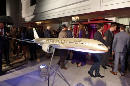 A model of an Etihad Airways Dreamliner
