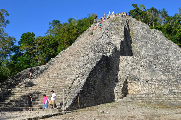 Visitors can climb the pyramids at Coba