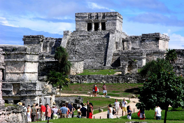 The ancient walled city of Tulum features structures dating back to 1200 A.D.