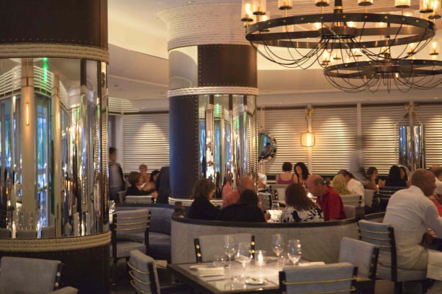 The dining room features a modern nautical theme