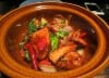 Sanpei corn fed chicken claypot with spring onion, dried chilli and Thai sweet basil