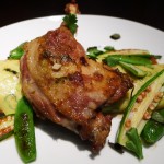 Duck with okra snap peas