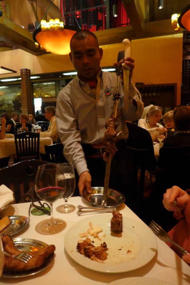Server cutting meat
