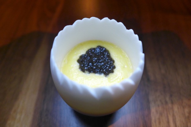 Custard with caviar