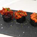 Black pudding and peppers