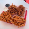 Fries, onions rings at Pink's Hot Dogs