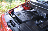 A view of the 2006 Dodge Caliber SXT Sport's engine