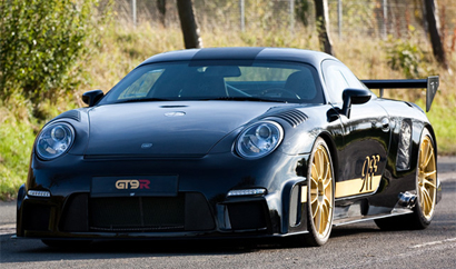 A three-quarter front view of a 9ff GT9-R