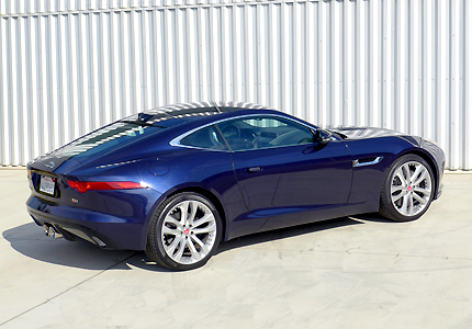A three-quarter rear view of a 2016 Jaguar F-TYPE S Coupe Manual A three-quarter rear view of a 2016 Jaguar F-TYPE S Coupe Manual