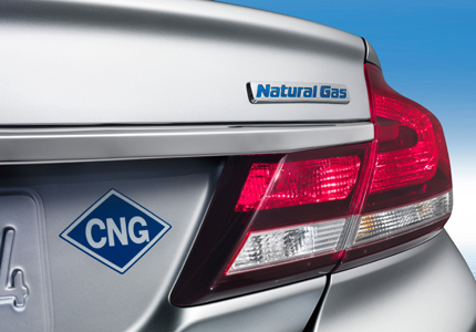 The 2013 Honda Civic CNG uses compressed natural gas to help reduce pollution in the environment