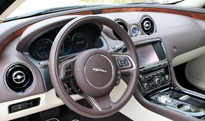 A view from behind the wheel of the 2011 Jaguar XJL