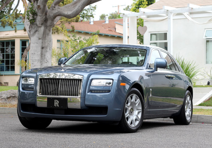 A three-quarter front view of the Rolls-Royce Ghost