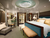 The Owner's Suite bedroom on the Oceania Riviera The Owner's Suite bedroom on the Oceania Riviera