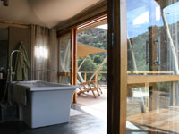 The open-air bathroom of a room at Sanbona Wildlife Reserve in South Africa