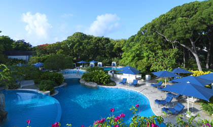 Poolside at Sandy Lane in St. James, Barbados Poolside at Sandy Lane in St. James, Barbados