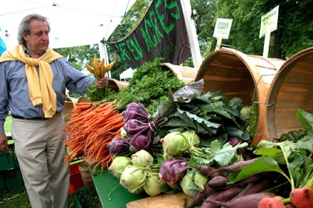 Jean Joho picking vegetables