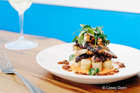 Perla's Seafood & Oyster Bar in Austin, Texas, hits the mark with fresh selections that change nightly Perla's Seafood & Oyster Bar in Austin, Texas, hits the mark with fresh selections that change nightly