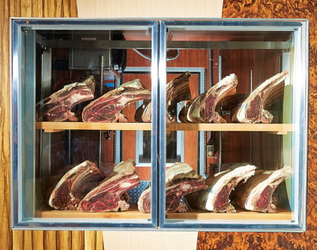 Meat refrigerator at Knife in Dallas