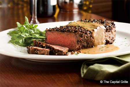 Generous servings of standard steakhouse faves plus an extensive after-dinner drinks list.