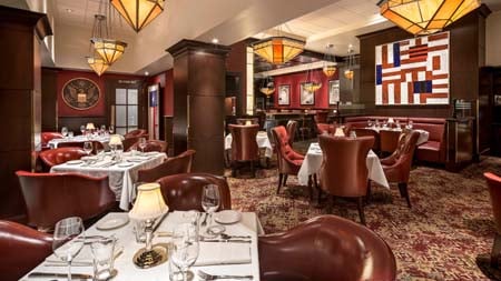 Generous servings of standard steakhouse faves plus an extensive after-dinner drinks list.
