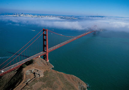 Drive through the Golden Gate Bridge, one of San Francisco's most iconic landmarks