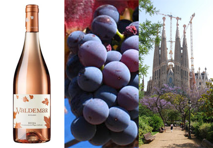 Granacha grapes, Valedemar rosé and la Sagrada Familia (Sagrada Familia photo courtesy of Flickr user Michael Gwyther-Jones)