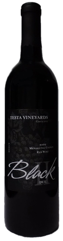 A bottle of Testa Vineyards 2009 Black DUE, our wine of the week