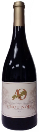 A bottle of Ancient Oak Cellars 2010 Pinot Noir, our wine of the week