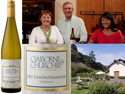 Claiborne & Churchill 2013 Dry Gewurztraminer displays fragrant floral aromas on the nose and luscious tropical fruit flavors in the mouth