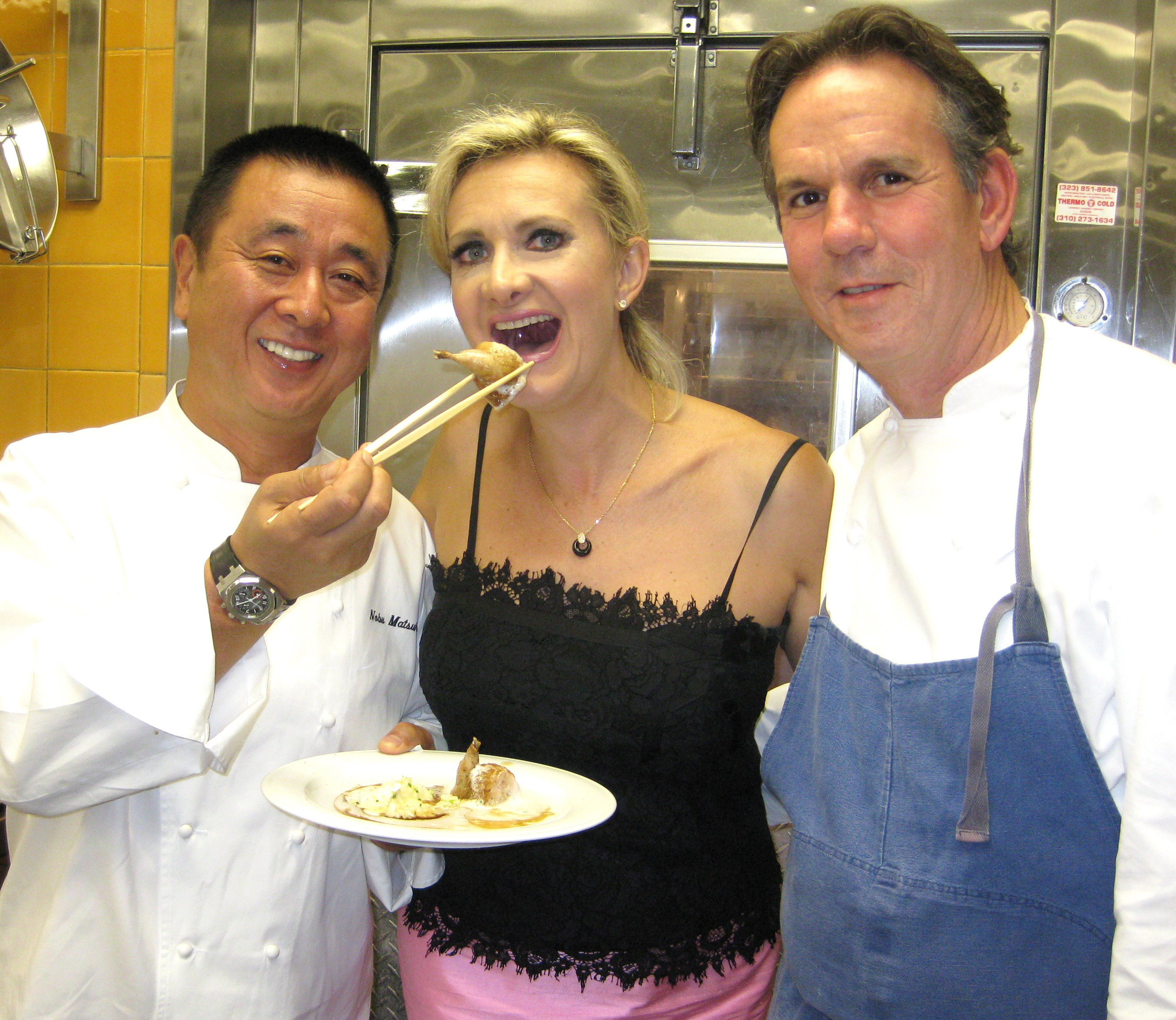 Chefs Nobu Matsuhisa and Thomas Keller with Sophie Gayot
