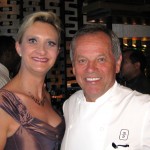 Chef Wolfgang Puck with Sophie Gayot at the opening of WP24 at The Ritz Carlton Downtown Los Angeles