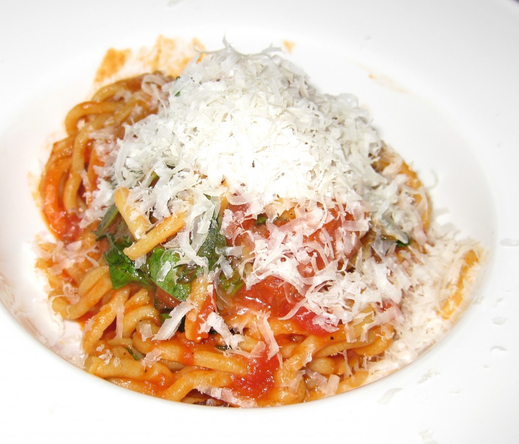 Spaghetti Alla Chitarra with San Marzano tomato sauce, peperoncino & basil